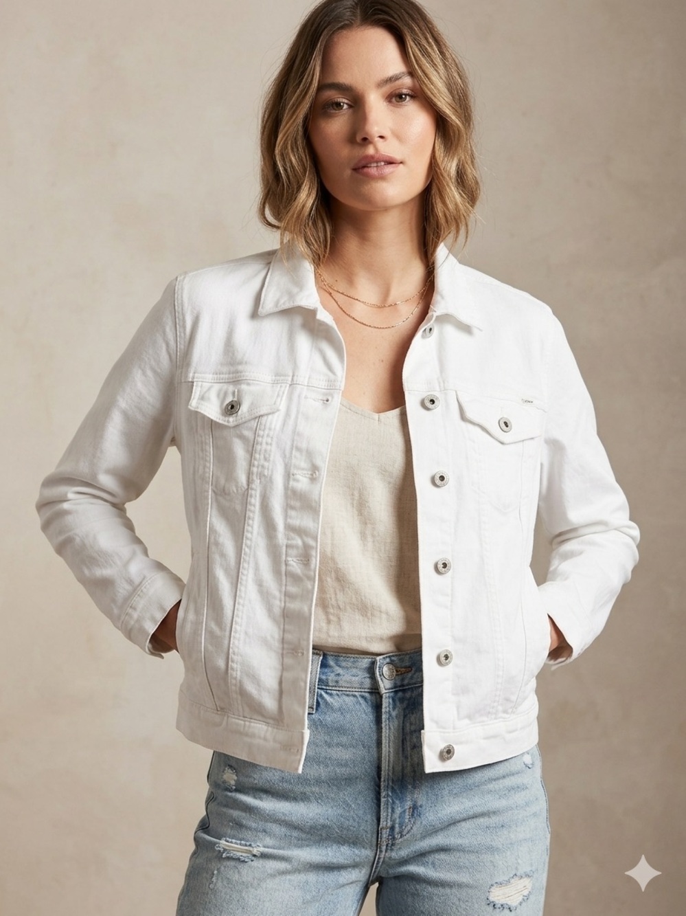 Lucky Brand White Denim Jacket - Classic Button-Up